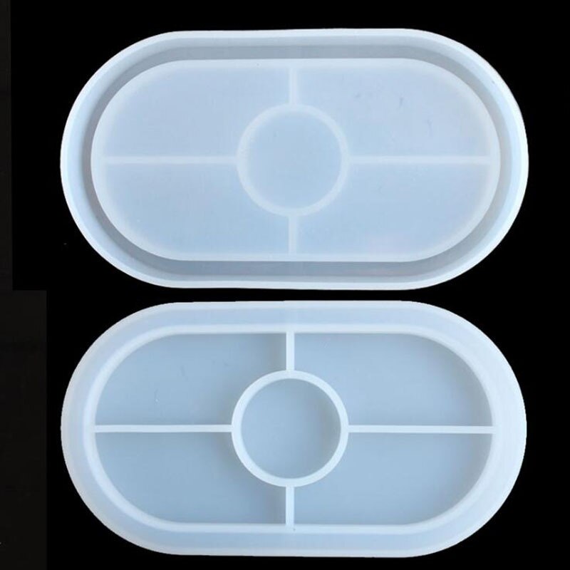 DIY Oval Tray Silicone Mold Coaster Tray Mold Storage Box Silicone Molds for Gypsum Concrete Coaster Crystal Epoxy Mould