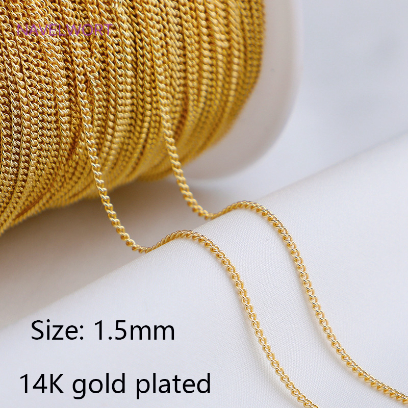 bulkkettingen voor het maken van sieraden, 14K verguld messing metalen losse kettingen DIY handgemaakte sieraden maken van benodigdheden: Blauw