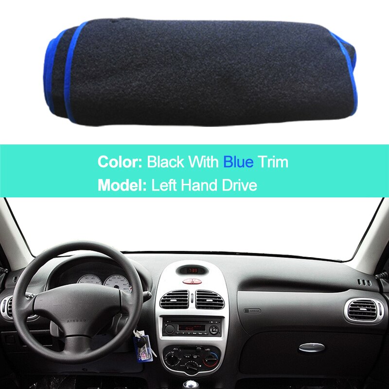2 Layers Car Dashboard Cover Carpet Cape For Peugeot 206 206+ 206cc 206sw 1998 LHD RHD Rug Shade Pad Dashmat Sun Shade Pad: LHD Blue