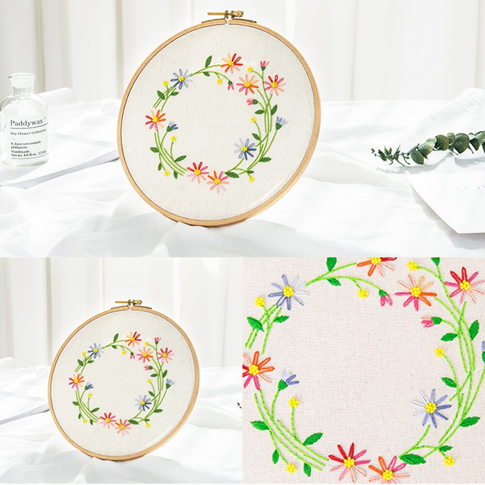 Full Range of Embroidery Starter Kit with Pattern DIY Beginner Starter Stitch Kit Including Stamped Cloth with Pattern, Embroide