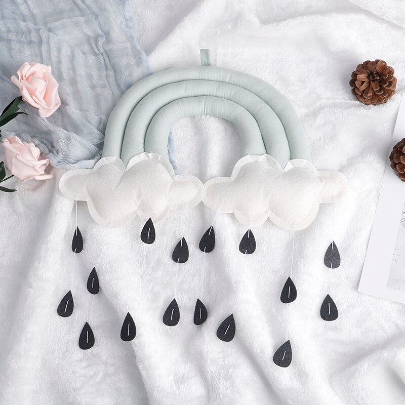 Tienda de campaña con colgante para cuna de bebé, accesorios de lluvia en la nube, colgante móvil de tela, accesorios de fotografía, decoración de habitación de bebé,: Green