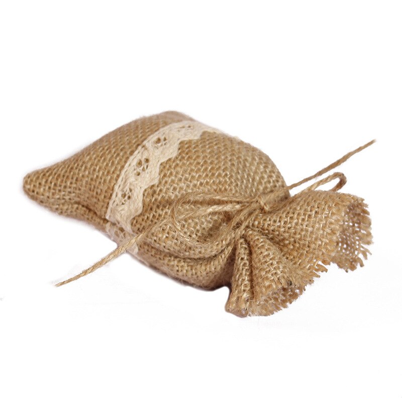 50PCS Burlap Bags Natural Jute Large Burlap Pouch Sack Favor Bag for Showers Weddings Parties and Receptions - 10x14 CM