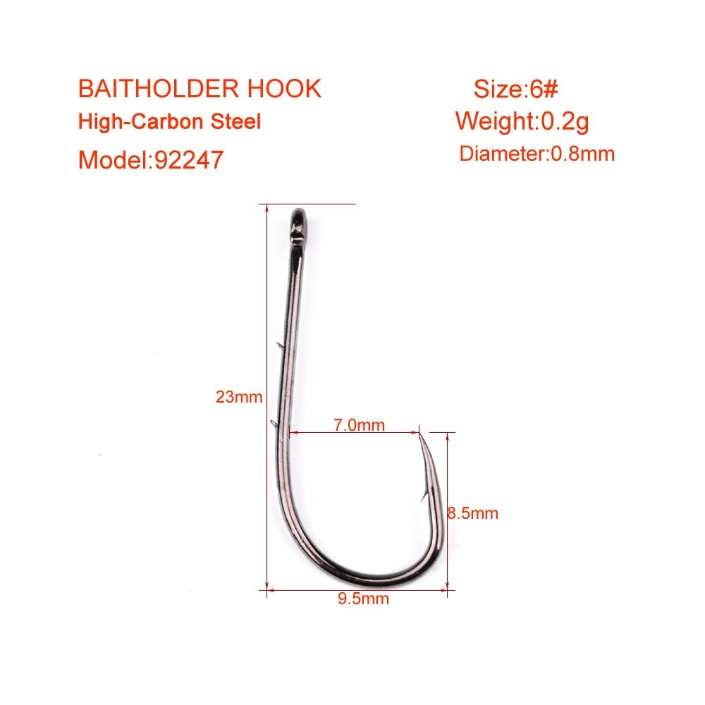 100pcs/lot Fishing Hooks 6-1# 1/0-6/0# Fish Hook Bait Holder Black Color Jig Big Barbed Hook Treble Hooks Fishing Tackle Pesca: 92247 6