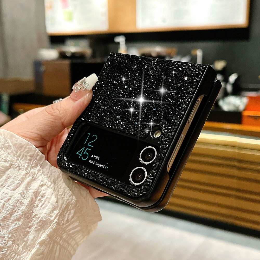 Funda de teléfono de lujo con diamantes de imitación y diamantes de imitación para Samsung Galaxy Z Flip 6 5 4 3 5G, funda suave ultrafina con protección a prueba de golpes