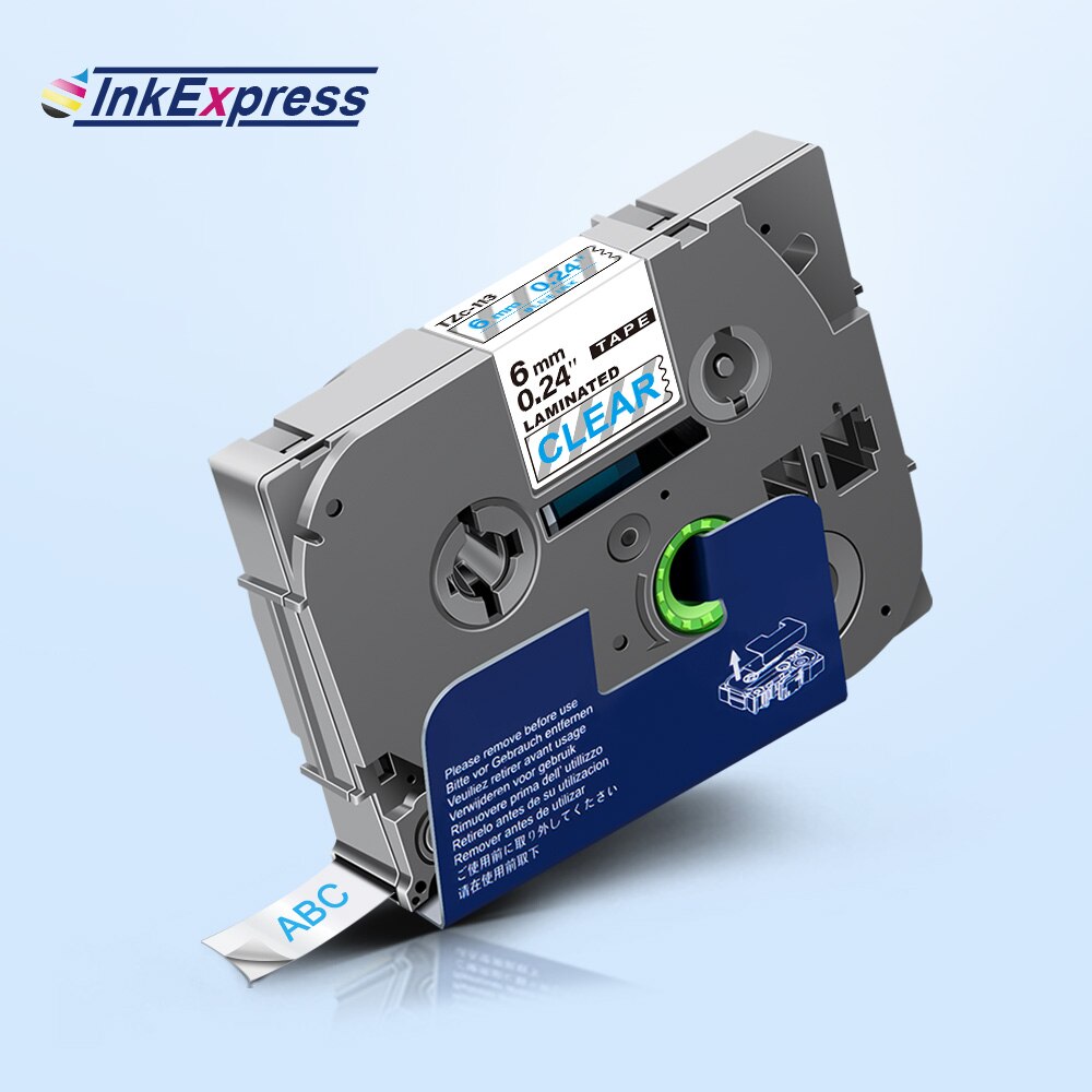 InkExpress TZe-211 Labels For Brother TZe Tape 6mm TZe 211 tze211 TZe-111 TZe-611 Label Tape For Brother P touch Label Maker: Blue on Clear