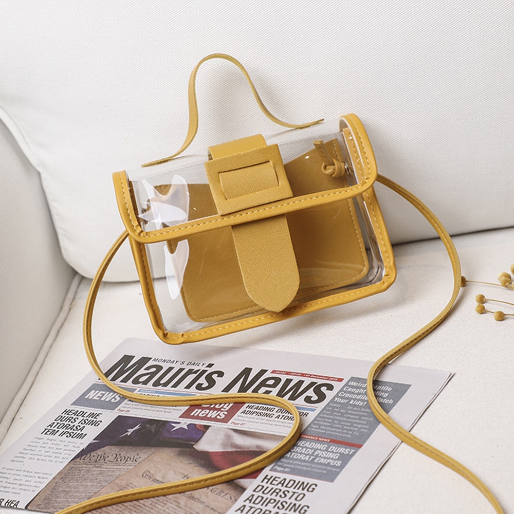Nouvelle dames gelée transparente petit sac femmes grande boucle sac à bandoulière sacs à bandoulière voyage sac à main pour femmes: Jaune