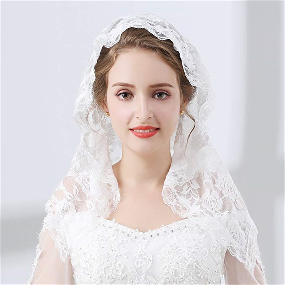 Voile en Dentelle blanche pour église, style catholique, couvre-chef,