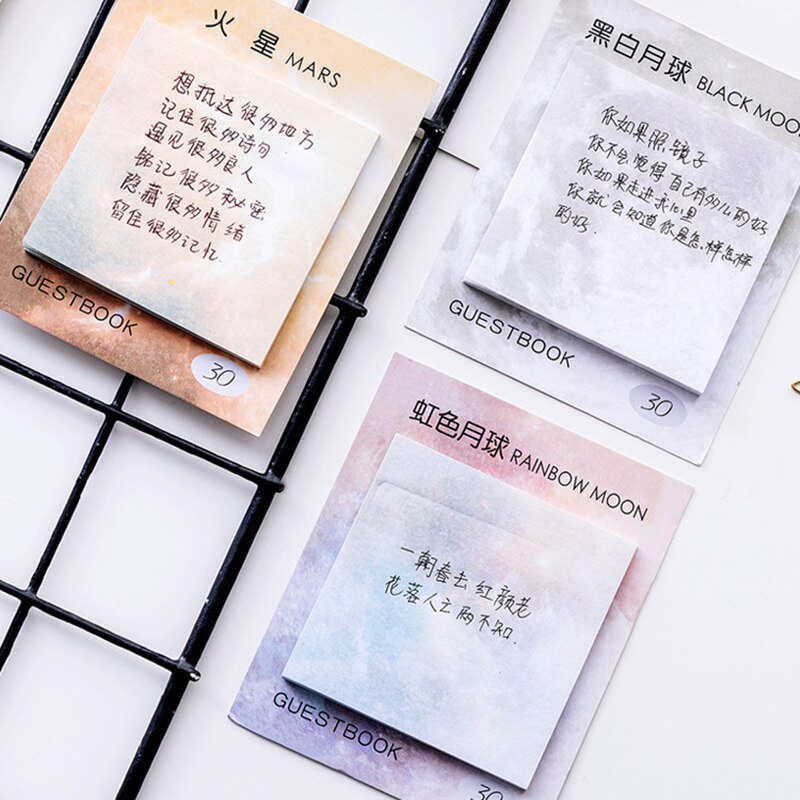 6pcs Planet Drawing Sticky Note set Decorative Rainbow Moon Galaxy Memo Agenda Stationery Office School Supplies H6341