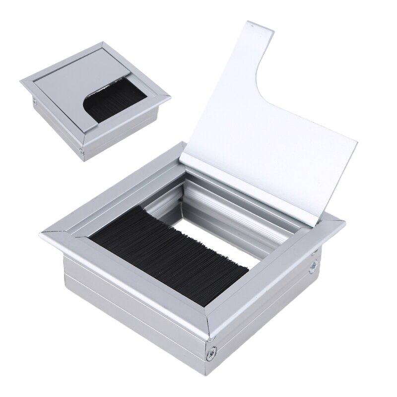 Aluminium Square Rectangle Desk Computer Wire Cable Outlet Insert Hole Cover B0KB