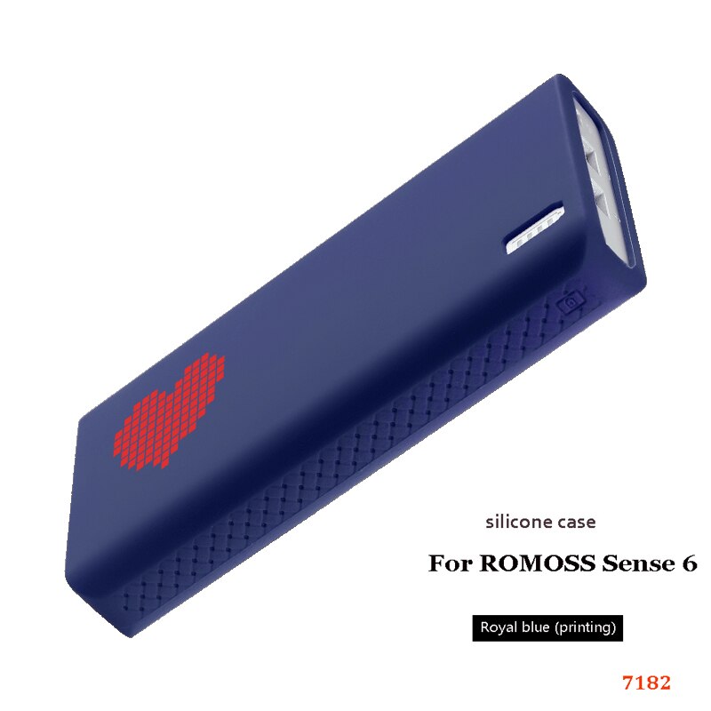 Siliconen Case Voor Romoss Sense 6 Power Bank Zachte Siliconen Anti-Collision Anti-Slip Cover Romoss Sense 6 case Waterdicht: Royal blue(printing)