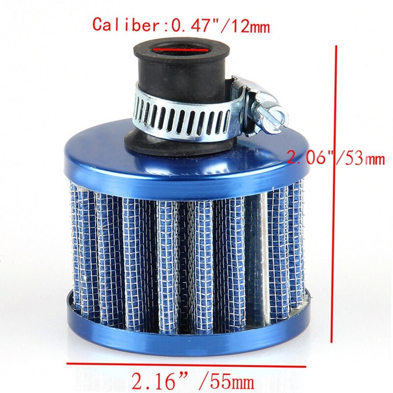 VODOOL Car Air Intake Filter 12mm Blue Mini Car Motor High Flow Cold Air Intake Filter Turbo Vent Crank Auto Filter Cleaner