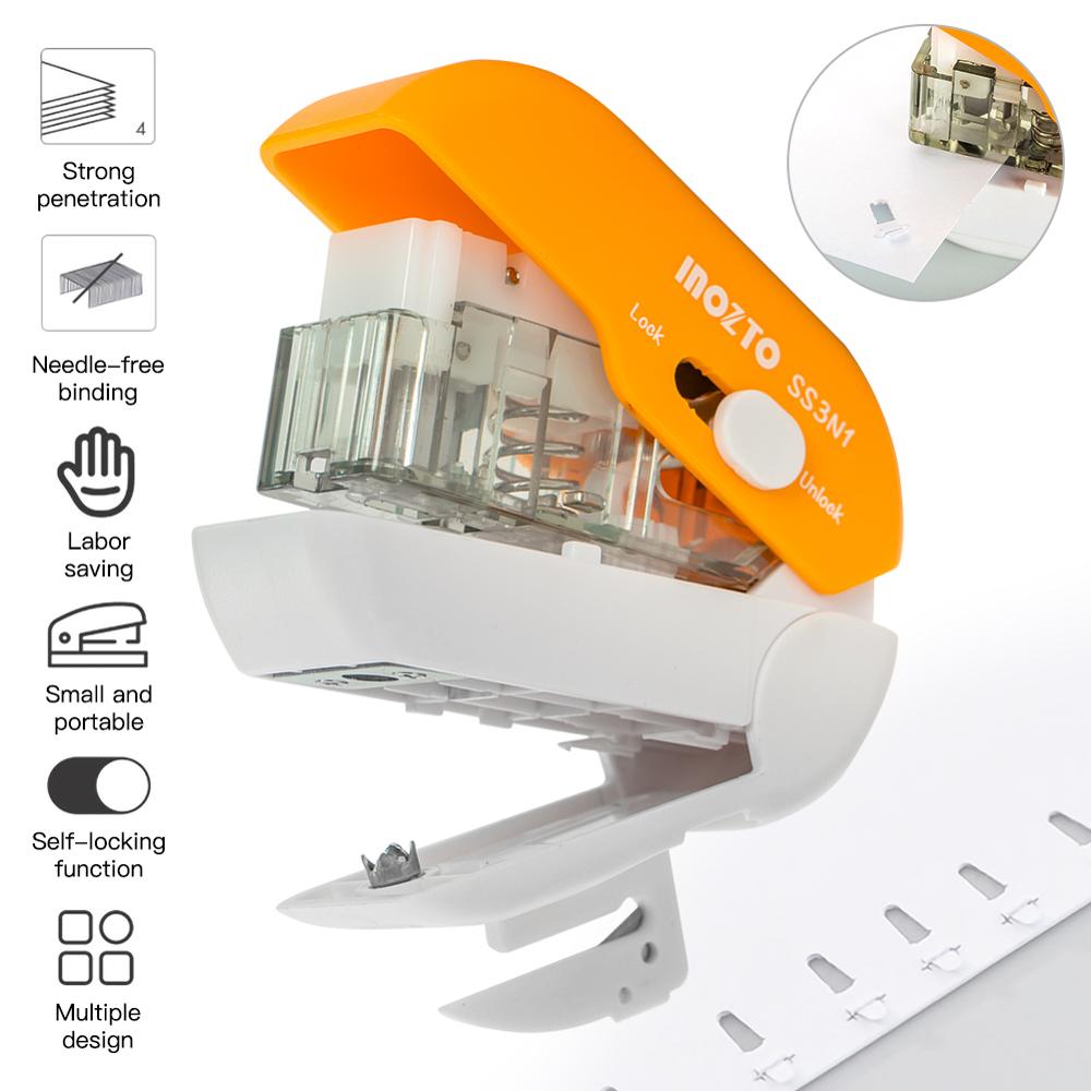3 in 1 No Nails No Staples Needleless stapler/Hole punch/Letter opener Stapling Machine Mini Staple Stapleless Stapler