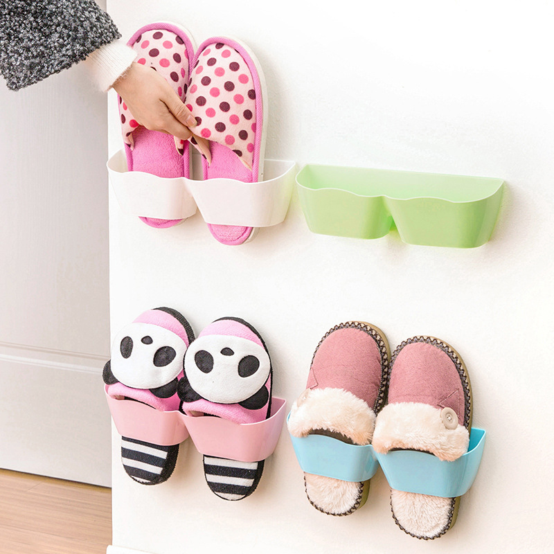 Auto-adhésif chaussure cintre bascule organisateur support suspendus baskets support de rangement mural suspendu chaussure support étagères directe