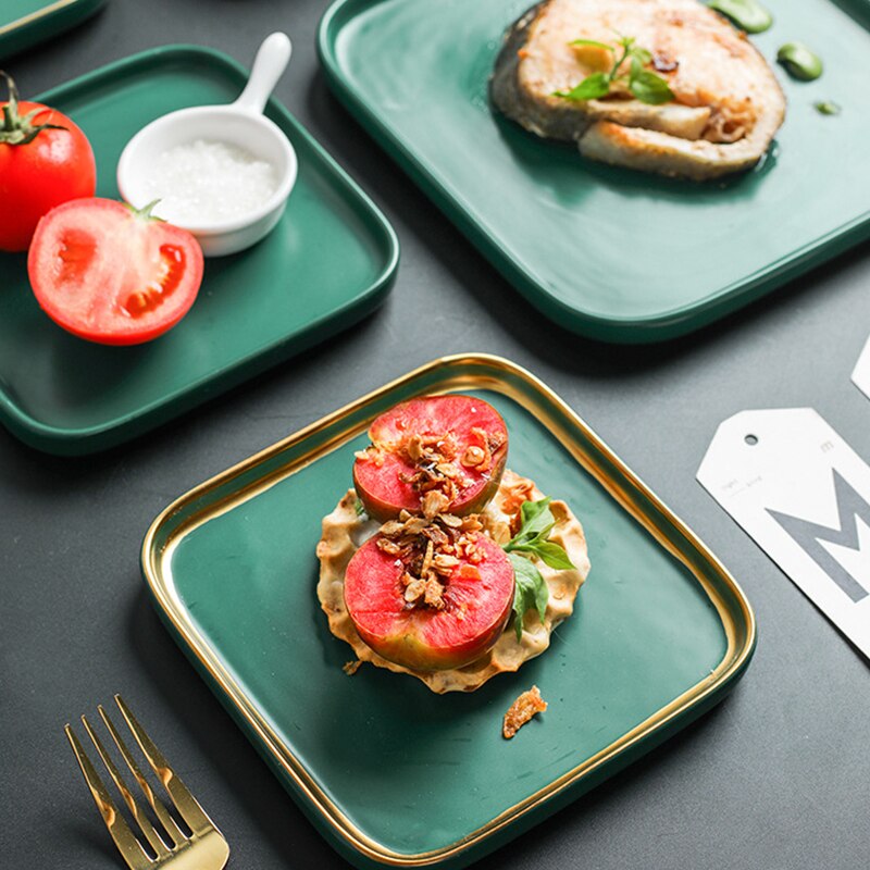 Servise keramisk middagstallerken sett tallerken 8/10 tommers porselen søt dessert tallerken servise firkantet phnom penh biff tallerken