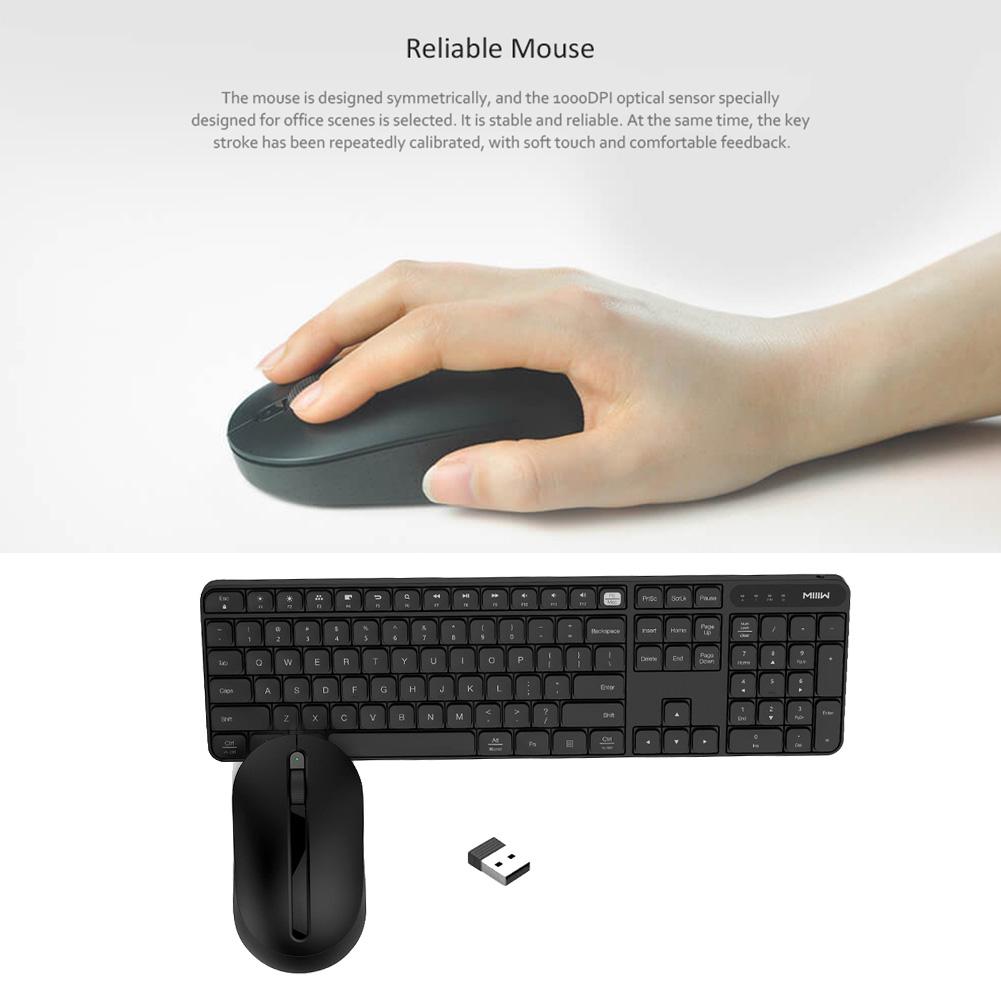 XIAOMI MIIIW MWWK01 2.4GHz USB 2.0 Wireless IPX4 Waterproof Symmetrical 104 Keys Keyboard Mouse Combos Set for Windows/Mac
