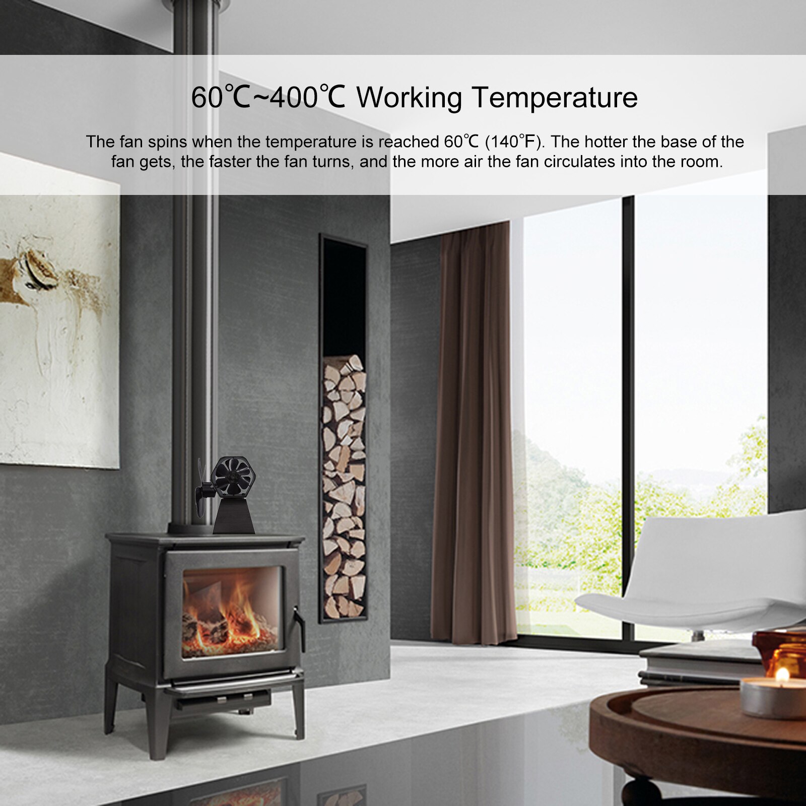 Heat Powered Stove Fan 10 Blade Fireplace Fans Wood Log Burner Fan Silent Eco-friendly Heat Distribution