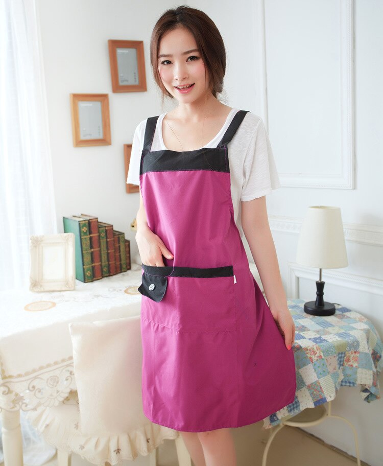 Delantal de uniforme ajustable de poliéster a prueba de agua con 2 bolsillos, Kit de peluquería, herramienta de peluquería para Chef, camarero, herramienta de cocina: Purple