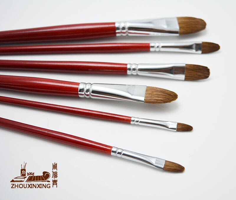 Fuumuui Kunstenaar Paint Brush-9Pcs Sable Wezel Haar Ronde Tip Getipte Verf Borstels Set Berk Lange Handvat voor Aquarel, Acryl en Liner Schilderen
