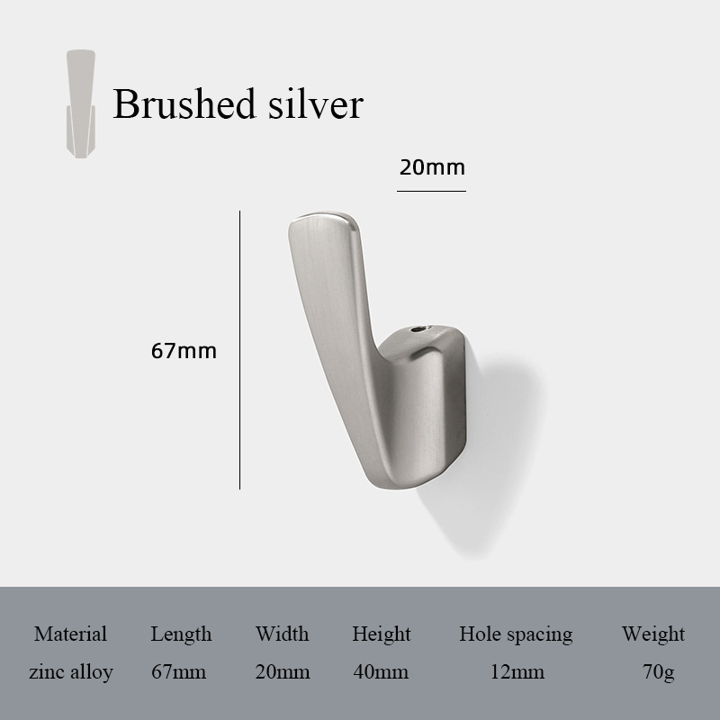 1 unidad Gancho dorado de lujo para colgar en la pared, gancho individual para ropa, dormitorio, bata, salón, abrigo, bata, soporte para Toalla de baño ganchos adhesivos de pared baño ganchos para colgar: Gris claro