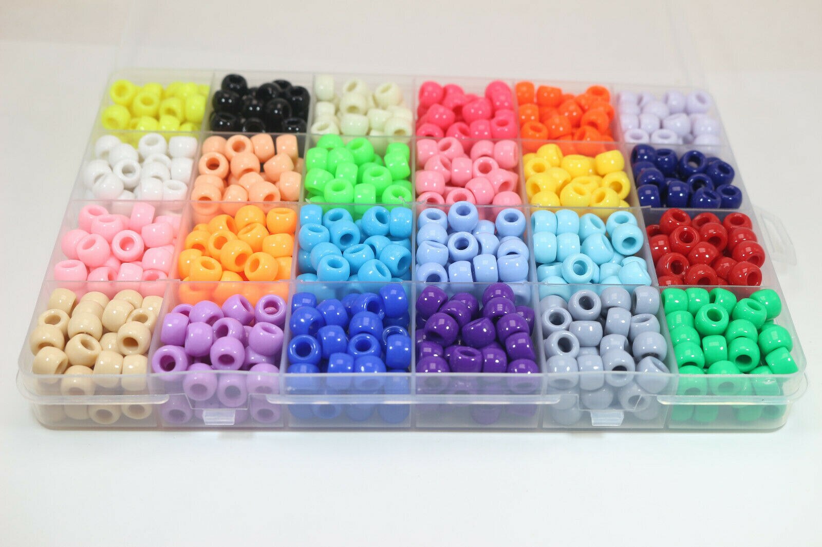 Håndværk diy akryl pony perler sæt 9 x 6mm 24 /15 farver med organisator boks til armbånd