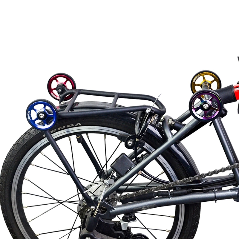 ONEGOO Easy Push Wheel Telescopic Rod for Brompton 349 Folding Bike Aluminum Alloy Trolley Bicycle Easy Wheel Bearing Wheel Rod