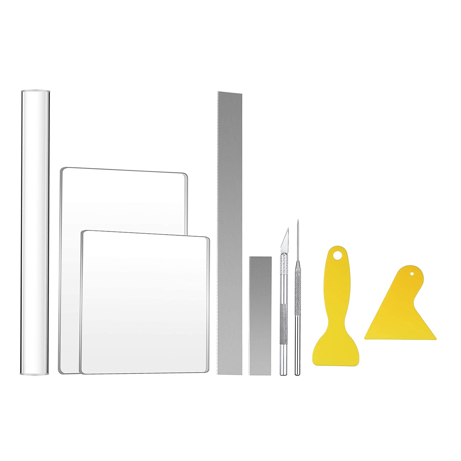 9 Stuks Diy Polymeer Klei Tool, Inclusief Acryl Klei Roller, Acryl Plaat, Klei Naald, clay Cutter, Schraper Backing Board