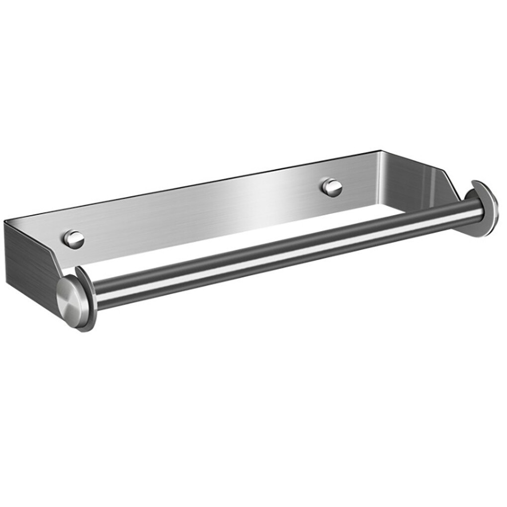 Stainless Steel Paper Towel Holder Kitchen Towel Holder Wall Mount Towel Roll Holder No Drilling Bathroom Paper Dispenser: Silver