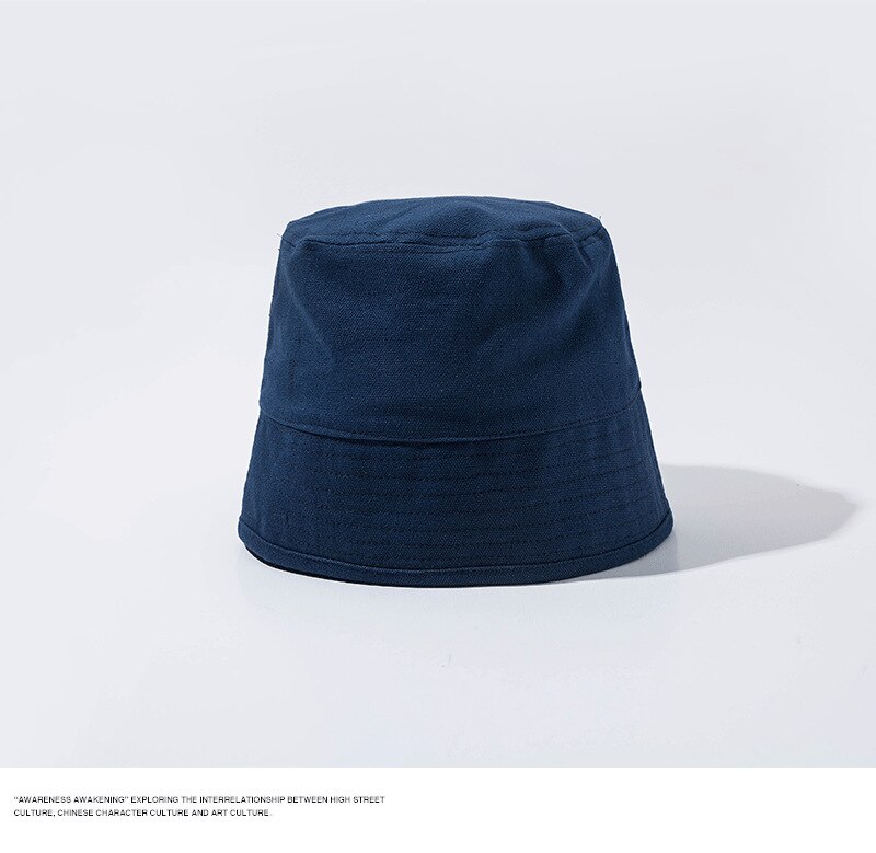 Coton lin femmes fille plaine seau chapeau blanc femme Panama printemps crème solaire casquette de pêche pêcheur bassin chapeau: navy