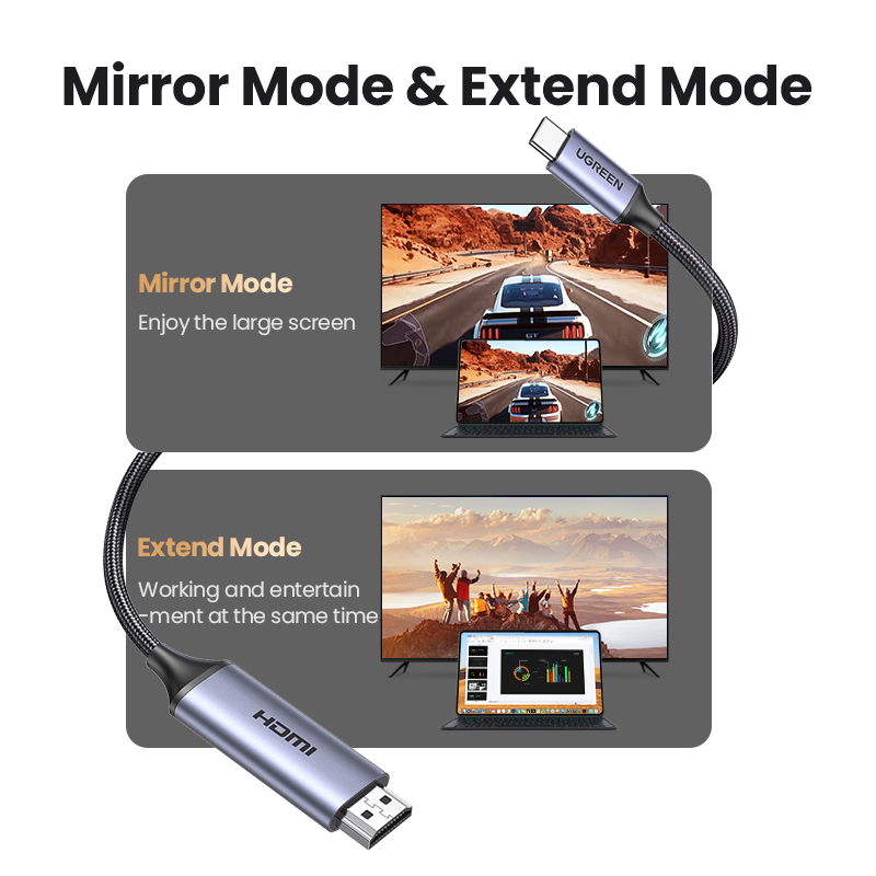UGREEN kabel USB C do 8K HDMI kompatybilny 8K/60Hz 4K/120Hz dla MacBook Pro iMac iPad Pro dla Samsung Galaxy USB typu C do HD 2.1