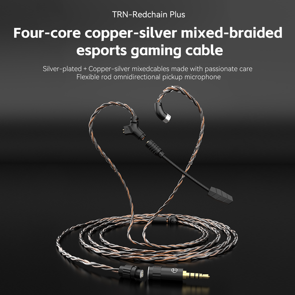 TRN RedChain Plus Gramr Gaming Earphone Upgrade Cable z odłączanym mikrofonem 3.5mm 1.2M/2M Headphone TRN Official Store