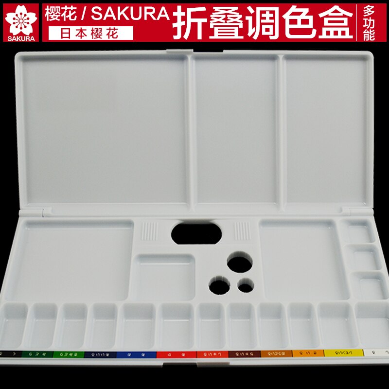 SAKURA multifunctionele folding palet Nail kleur schilderij gouache aquarel verfdoos palet van propyleen kunstenaar