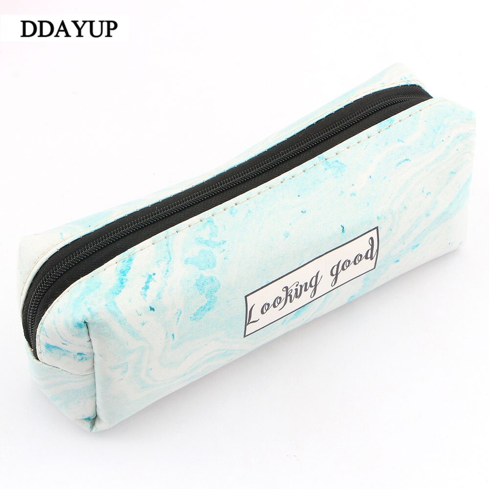 Marmurowy piórnik wzór skórzany pokrowiec na długopis piórnik piórnik robić artykułów piśmienniczych etui biurowe zaopatrzenie szkolne: zielony