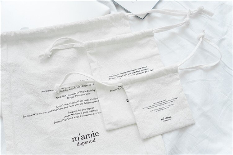 YILE 1 Conjunto (3 pcs) Cordão de algodão Saco Organizador da Viagem Saco de Pulso Casual Impressão Inglês Carta 4 Cores para Escolher a partir de E77: white