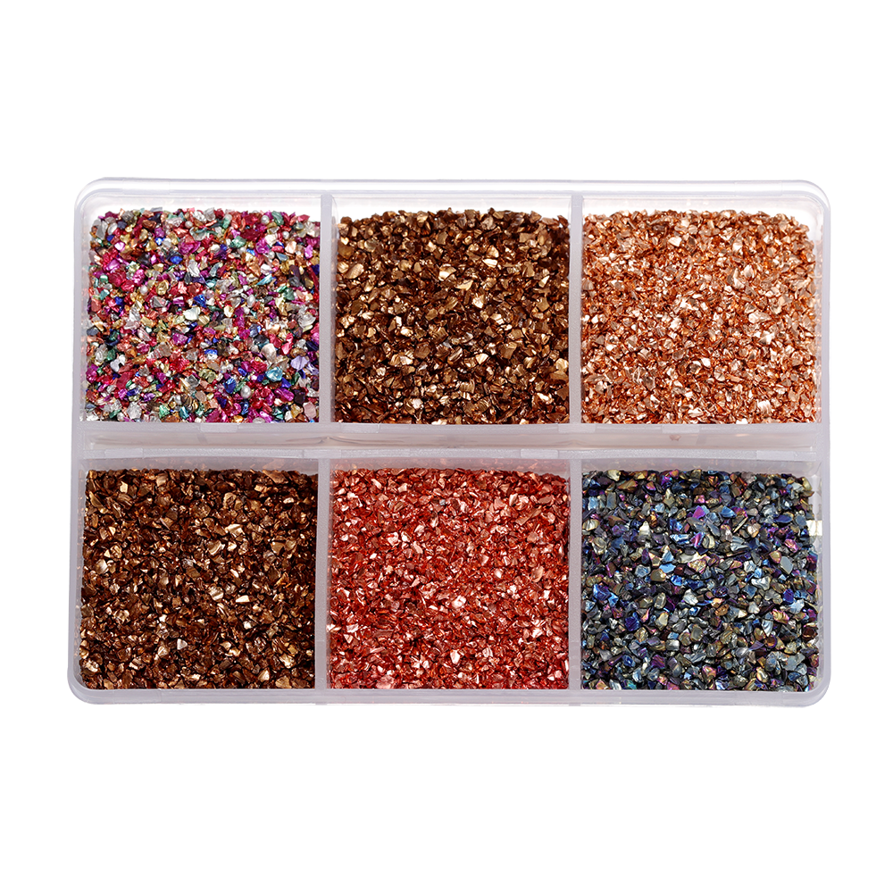 30 g/caja de piedras de vidrio triturado, relleno de resina, piedra rota Irregular para bricolaje, molde de resina epoxi, manualidades, Material de decoración de uñas: Negro