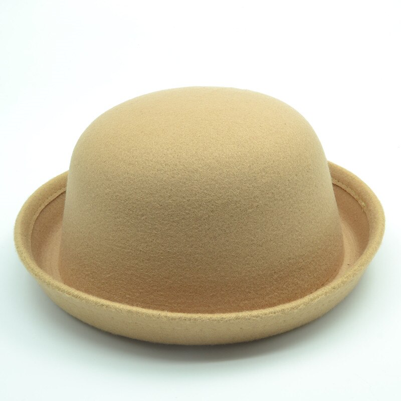 Brand Little girls fedora hat Dome cap Children dress hats Kids caps felt hats wool felting Bowler hat: Orange