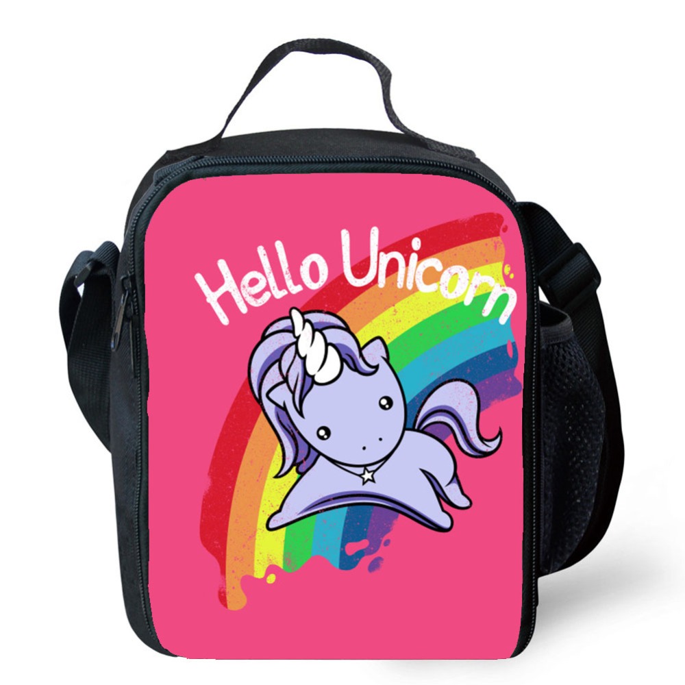 Hello Unicorn Lunch Bag Oxford Food Preservation Organizer Picnic Lunch Bags Fresh Fruit Insulation Pouch Cooler for Kids girls