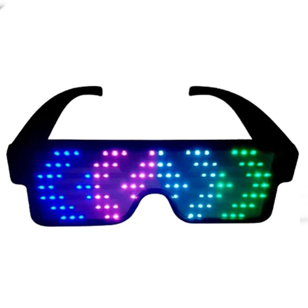 Óculos rave led sem fio, recarregável por usb, 8 modos, óculos dinâmicos multicoloridos que brilham no escuro para festa