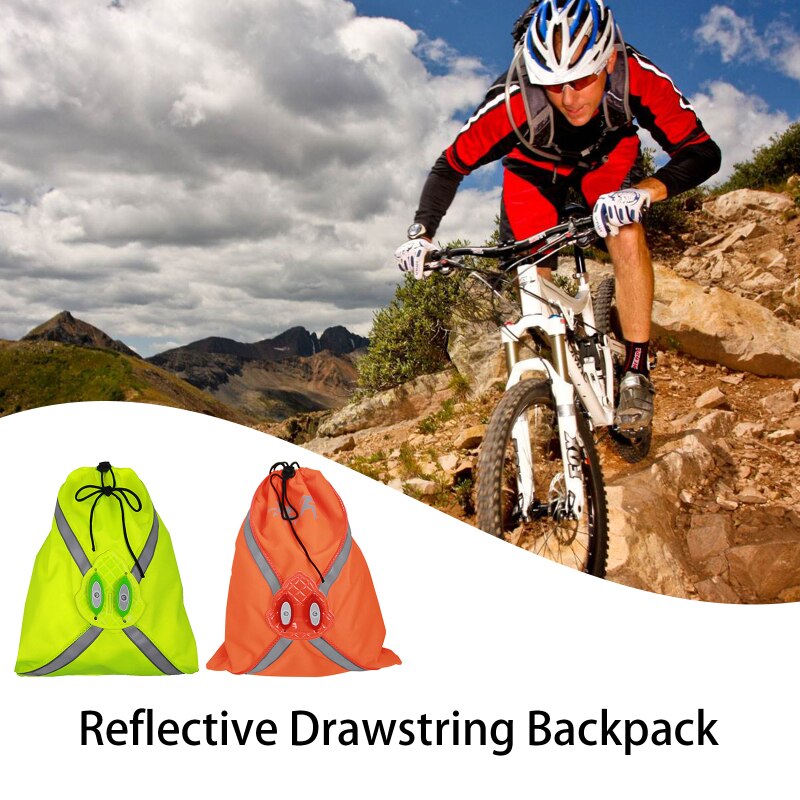 LED Fiber Optic Bundle Pocket Outdoor Sports Cycling Night Running Luminous Reflective Drawstring Backpack