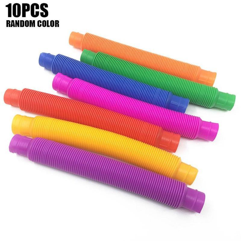 1/2/5/10 stücke Pop Rohre Zappeln Spielzeug Rohr Sensorischen Werkzeuge Für betonen Linderung Pädagogisches Klapp Spielzeug Pop rohr Spielzeug Für freundlicher: 10stck zufällig farbe