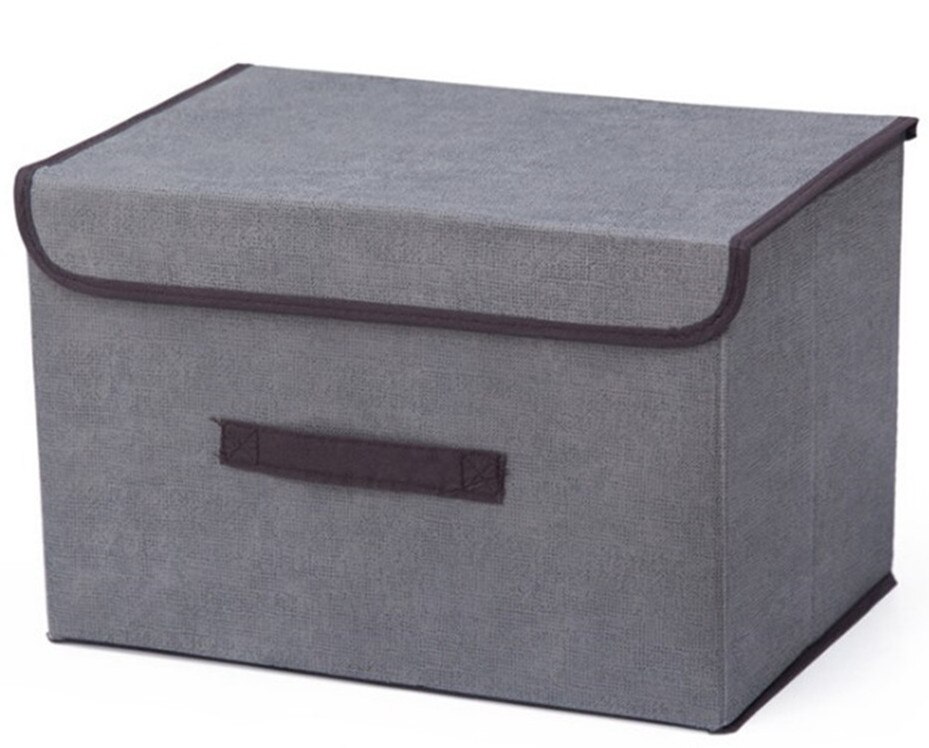 Caja de almacenamiento de cubos para el hogar, ropa interior, calcetines, organizador de guardarropa, cesta plegable de Color sólido, contenedor con tapa en 3 colores: Gris