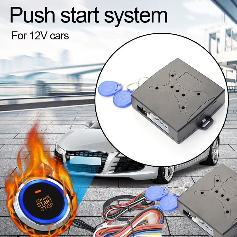12v one START STOP button engine starter Keyless Entry with RFID Lock car start system autostart
