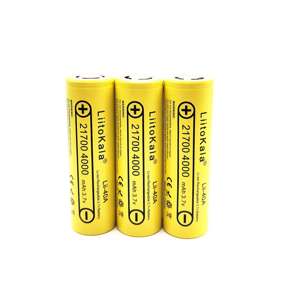 LiitoKala 3.7V 21700 4000 mAh Li-ion Battery Lii-40A 14.8W Rechargeable ...