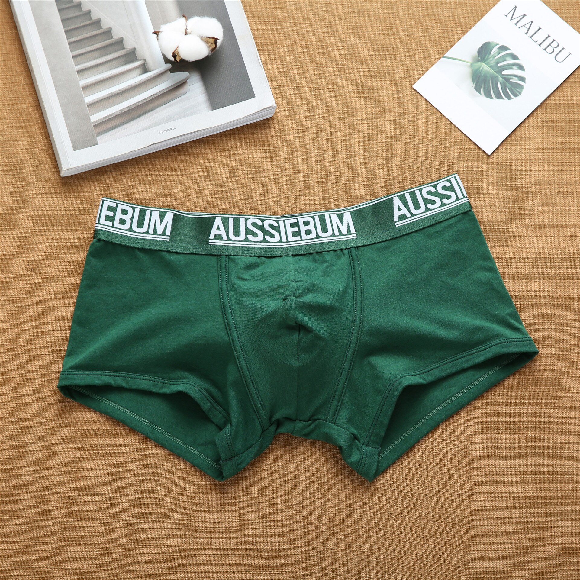 Aussiebum – Boxer en coton pour homme, sous-vêtement Simple, confortable, respirant et extensible: green / L