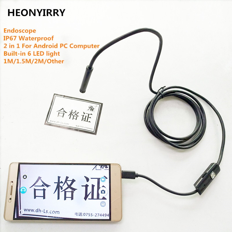 2m 7mm waterdichte  ip67 android endoscoop inspectie usb borescoop buis slang mini camera's micro camera