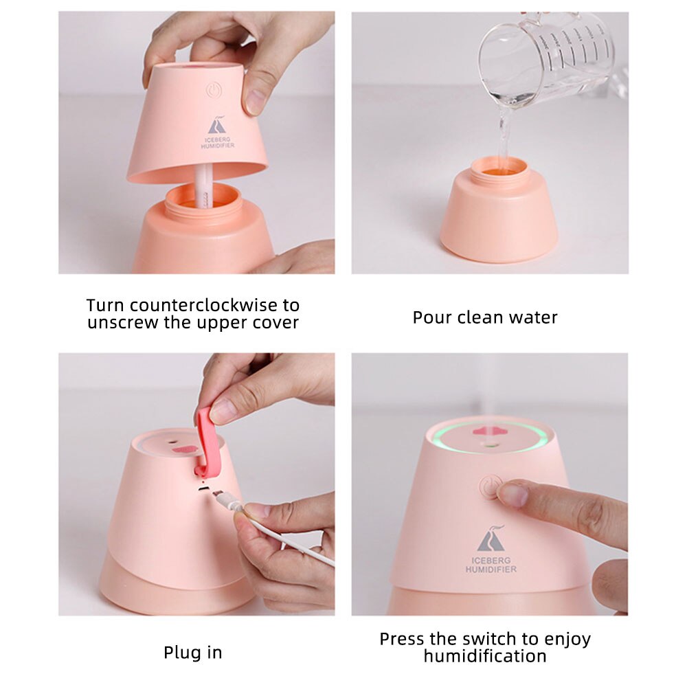 Ultrasonic Mini Air Humidifier 200ML Aroma Essential for Home Car USB Fogger with LED Night Lamp and Small fan triad