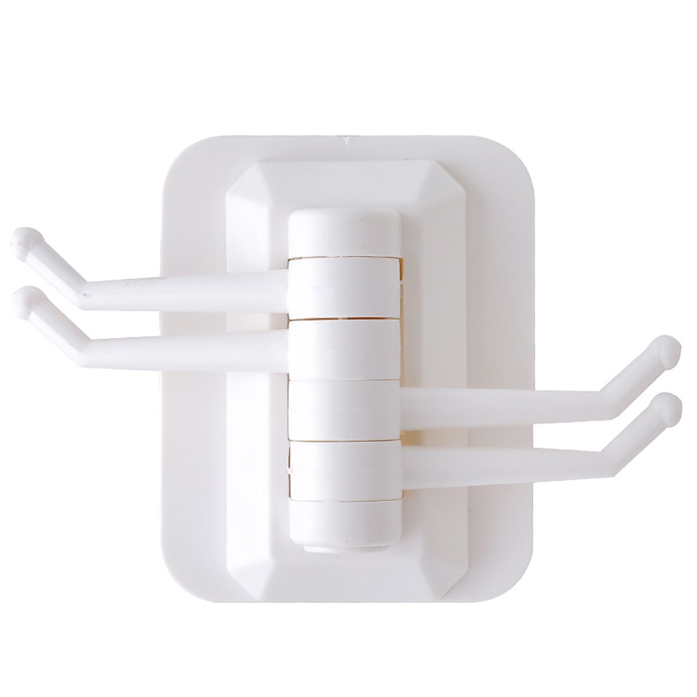 Multi-purpose paste rotary hook Seamless Adhesive Hook Wall Hooks Hanger Bathroom wall rack free punching without trace hook: White