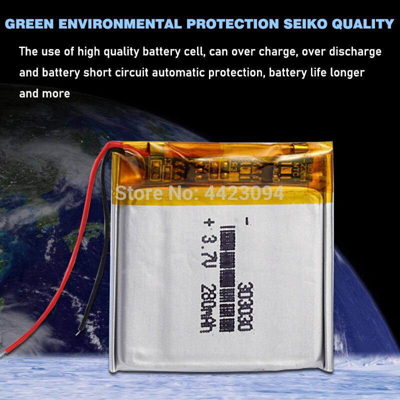 280mAh 3.7v 303030 Rechargeable Lipo Battery For GPS MP4 Camera Power Bank Tablet Electric Toys PAD DVD Lithium Polymer Battery