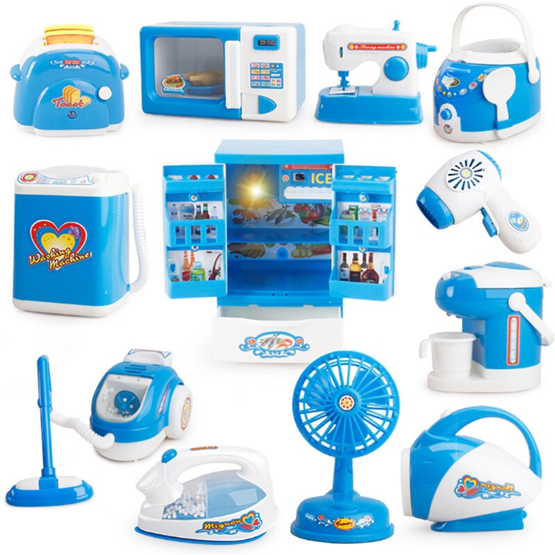 6/12 Pcs/Set Pretend Play Toy Vacuum Cleaner Toy Housekeeping Cleaning Juicer Washing Sewing Machine Mini Clean Up Play Toy