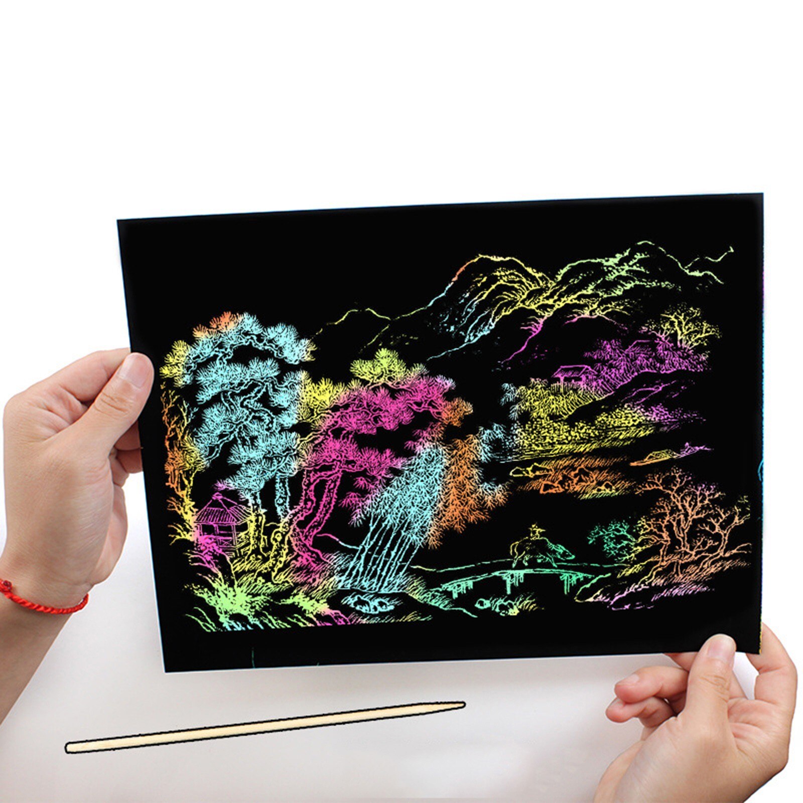 10PCs scratch art paper Colorful scratch Paper Study accessoires Art Set, Sheets Magic Scratch Art Black Scratch