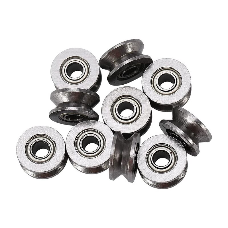 20Pcs U Groove Bearing U624ZZ Carbon Steel Durable V Groove Ball Bearing Pulley for Rail Track Linear Motion Systems